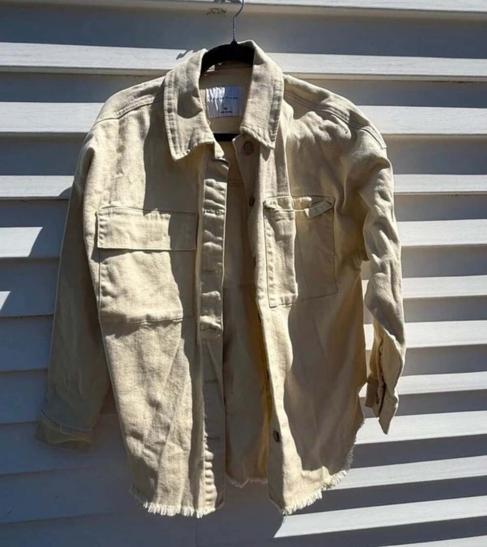 Celebrity Pink Denim Jacket Size XS Cream Raw Hem Shacket